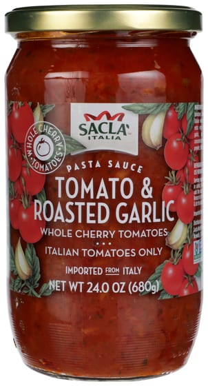 Sacla: Whole Cherry Tomatoes And Roasted Garlic Pasta Sauce, 24 Oz