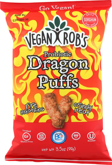 Veganrobs Probiotic Dragon Puffs, 3.5 Oz