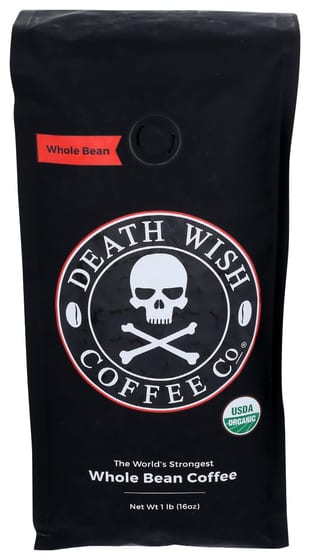 Death Wish Coffee: Dark Roast Whole Bean Coffee, 1 Lb