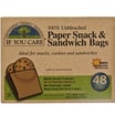 If You Care Bags - Snack And Sandwich - Paper - Unbleached - 48 Count - Case Of 12
