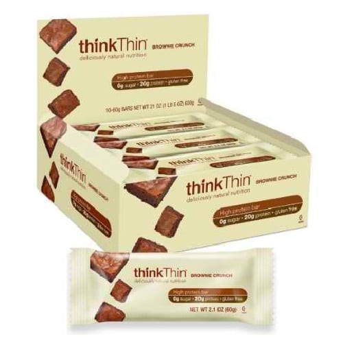 Think Products Thin Bar - Brownie Crunch - Case Of 10 - 2.1 Oz