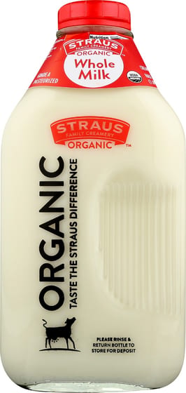 Straus Organic Cream-top Whole Milk, 64 Oz