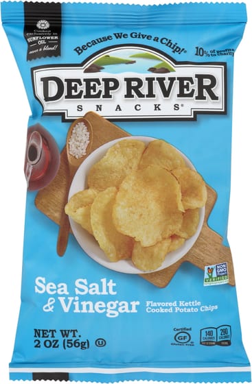 Deep River Sea Salt And Vinegar Kettle Cooked Potato Chips, 2 Oz