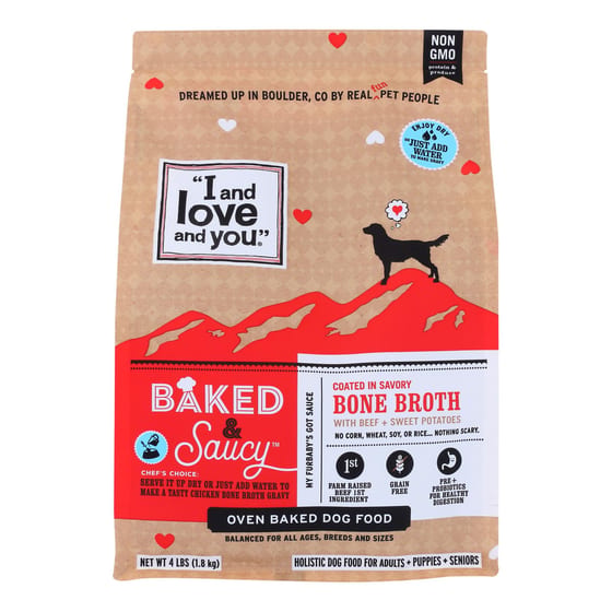 I And Love And You: Beef And Sweet Potatoes Bone Broth Dog Food, 4 Lb