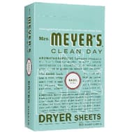 Mrs. Meyer's: Clean Day Dryer Sheets Basil Scent, 80 Sheets
