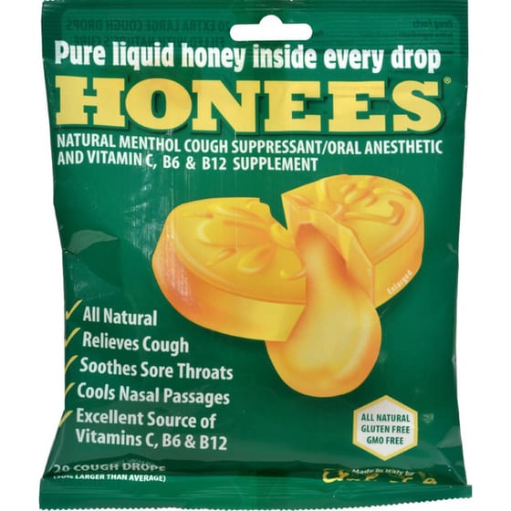 Honees Cough Drops Honey Lemon Lemon Menthol 20 Cough Drops