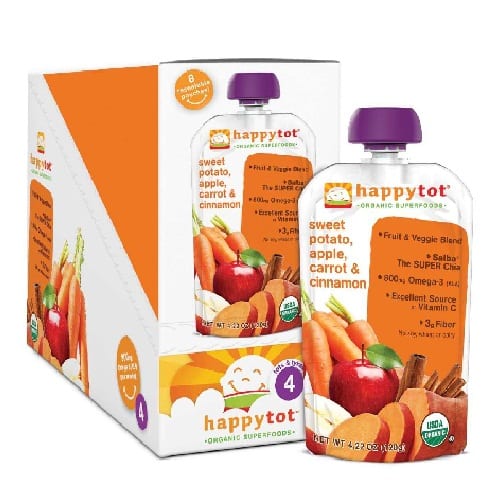 Happy Baby Happytot Organic Superfoods Sweet Potato Apple Carrot And Cinnamon - 4.22 Oz - Case Of 16