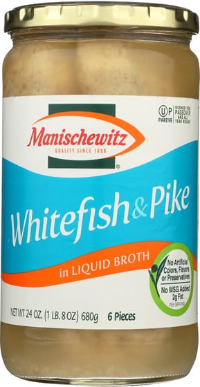 Manischewitz: Fish Pike & White Non Jel, 24 Oz
