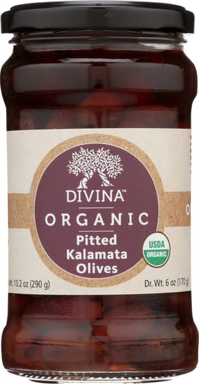Divina Organic: Kalamata Pitted Olives, 6 Oz