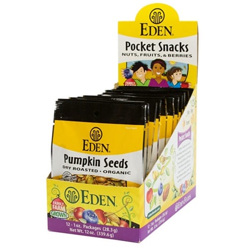 Eden Foods Organic Pocket Snacks - Pumpkin Seeds - Dry Roasted And Salted - 1 Oz - Case Of 12