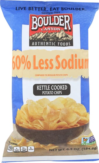 Boulder Canyon 60% Reduced Sodium Kettle Cooked Potato Chips, 6.5 Oz