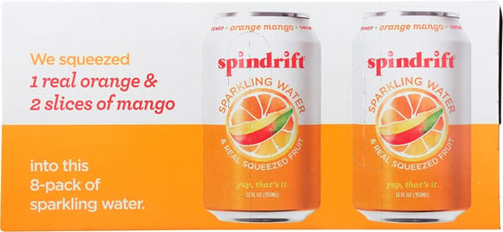 Spindrift: Orange Mango Sparkling Water 8 Pack, 96 Fo