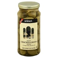 Krinos Green Cracked Olives, 16 Oz