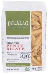 Delallo: Pasta Semolina Penne Rigati Organic, 16 Oz