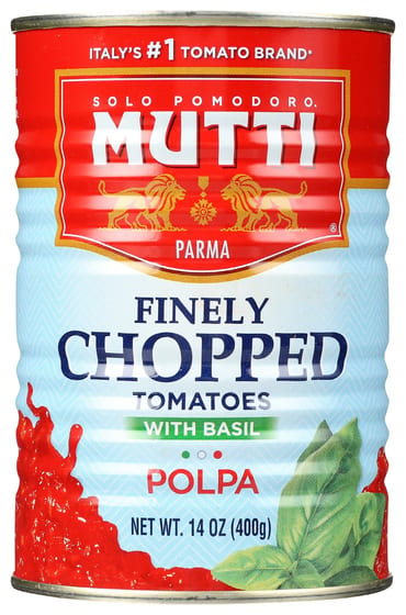 Mutti: Tomato Chopped W Basil, 14 Oz