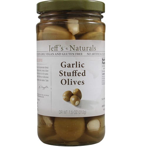 Jeff's Natural Jeff's Natural Garlic Stuffed Olives - Garlic Stuffed Olives - Case Of 6 - 7.5 Oz.