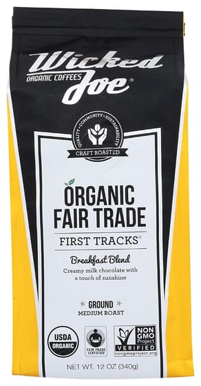 Wicked Joe Coffee: First Tracks Breakfast Blend Ground Coffee, 12 Oz