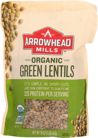 Arrowhead Mills Organic Green Lentils, 16 Oz
