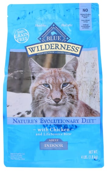 Blue Buffalo: Wilderness Adult Indoor Cat Food Chicken Recipe, 4 Lb