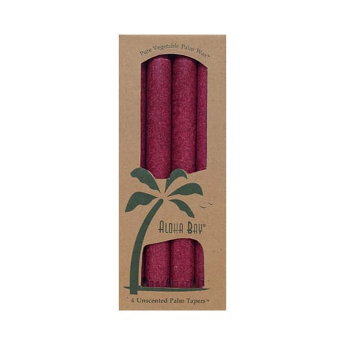 Aloha Bay Palm Tapers Burgundy (4 Candles)