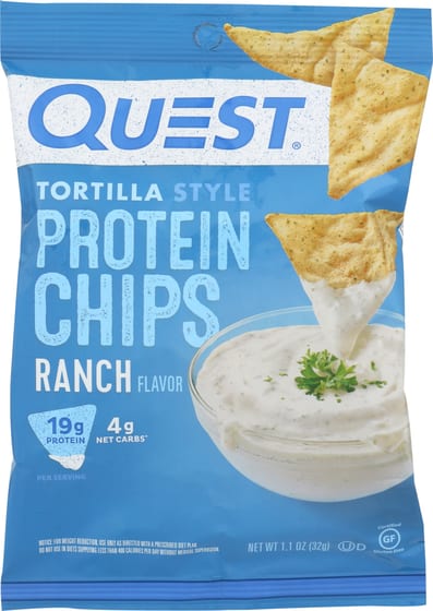 Quest Nutrition Ranch Tortilla Style Protein Chips, Ranch - Case Of 8 - 1.1 Oz