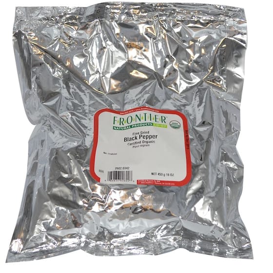 Frontier Herb Pepper Organic Fair Trade Certified Black Fine Grind - Single Bulk Item - 1lb