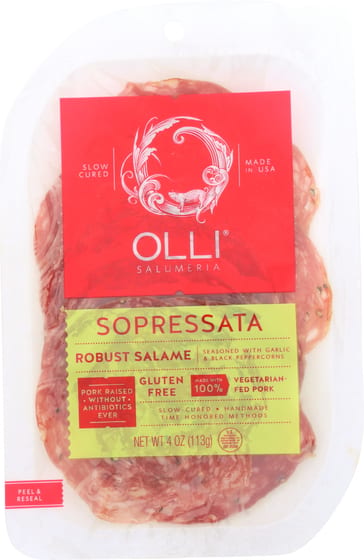 Olli  Salumeria: Sopressata Robust Salame Pre Sliced, 4 Oz