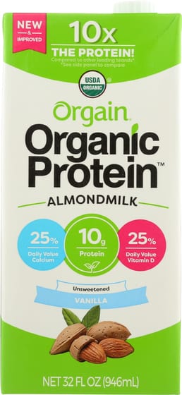 Orgain: Organic Protein Almond Milk Unsweetened Vanilla, 32 Oz