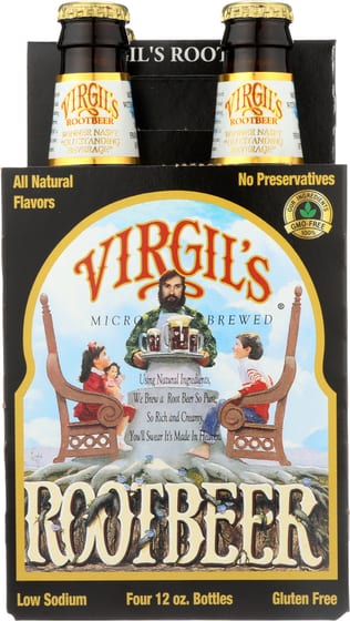 Virgils: Root Beer Micro Brewed No Preservatives 4 Pack, 48 Oz