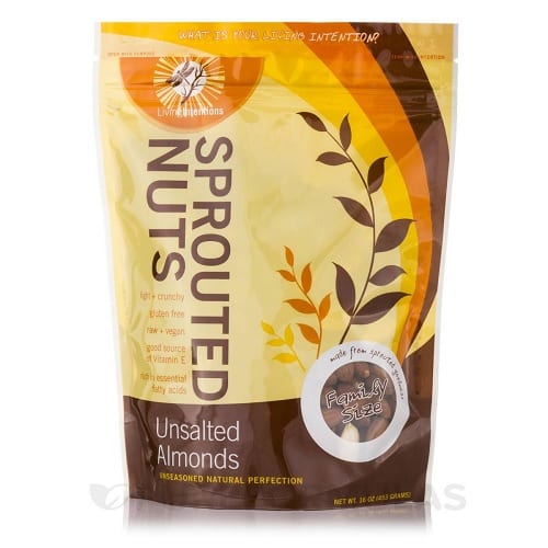 Living Intentions Almonds - Sprouted - Unsalted - 16 Oz - Case Of 4