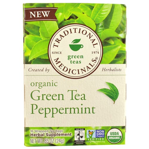Traditional Medicinals Tea Organic Green Tea Peppermint (6x16 Bags)