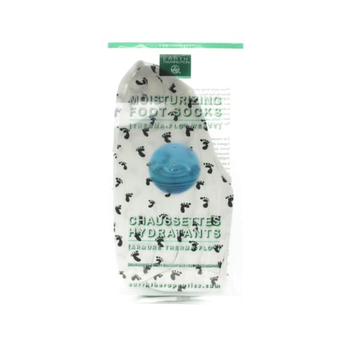 Earth Therapeutics Moisturizing Foot Sock White With Footprints (1 Pair)