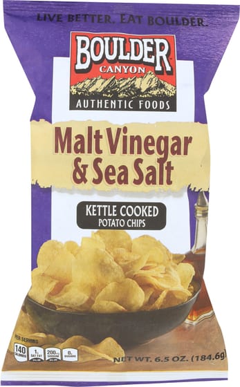 Boulder Canyon Malt Vinegar & Sea Salt Kettle Chips, 6.5 Oz