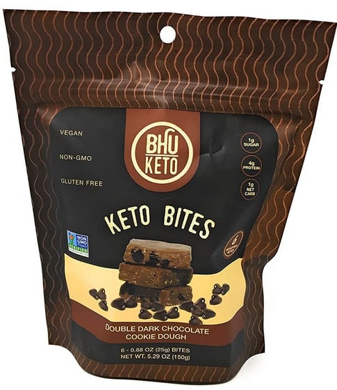 Bhu Foods Double Dark Chocolate Cookie Dough Keto Bites, 5.29 Oz