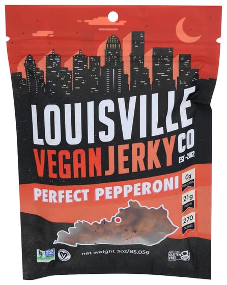 Louisville Vegan Jerky: Perfect Pepperoni, 3 Oz