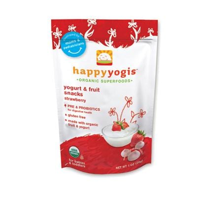 Happy Baby Happy Yogis Organic Superfoods Yogurt And Fruit Snacks Strawberry - 1 Oz - Case Of 8