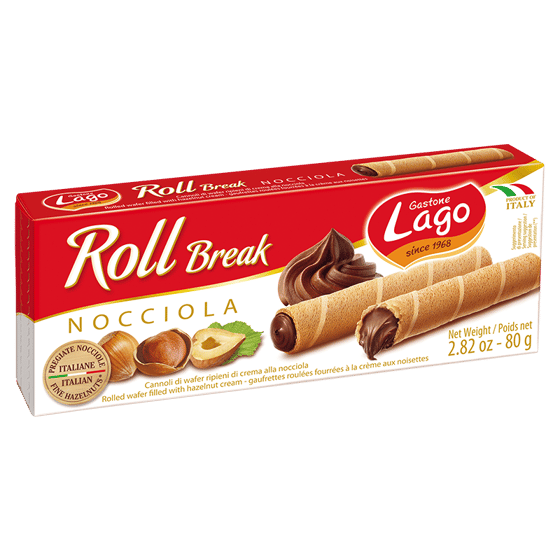 Gastone Lago Hazelnut Cream Rolled Wafers, 2.82 Oz