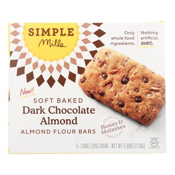 Simple Mills - Bar Sft Baked Dark Chocolate Almond - Case Of 6 - 5.99 Oz