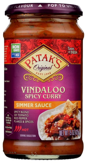 Pataks: Sauce Vindaloo Spicy, 15 Oz