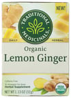 Traditional Medicinals: Tea Lemon Ginger Org, 16 Bg