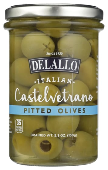 Delallo Olives Pitted Castelvetrano, 5.3 Oz