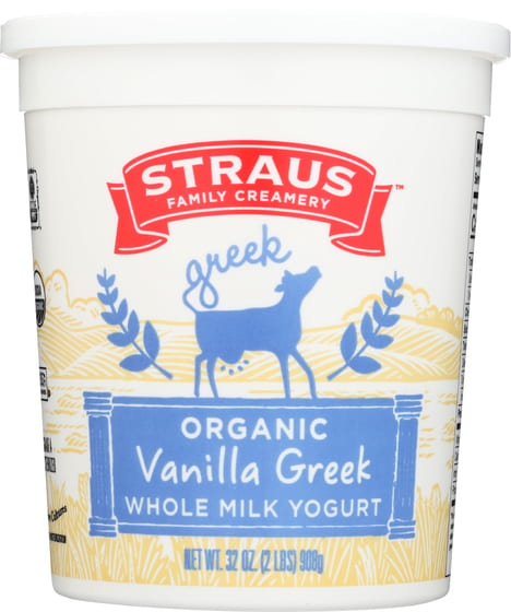 Straus: Organic Whole Milk Greek Vanilla Yogurt, 32 Oz