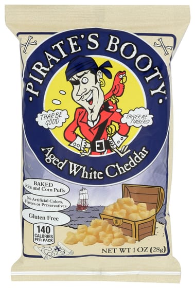 Pirate Brands: Aged White Cheddar Rice And Corn Puffs, 1 Oz