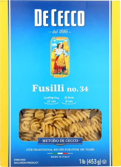 De Cecco: Fusilli Pasta No. 34 Pasta, 16 Oz