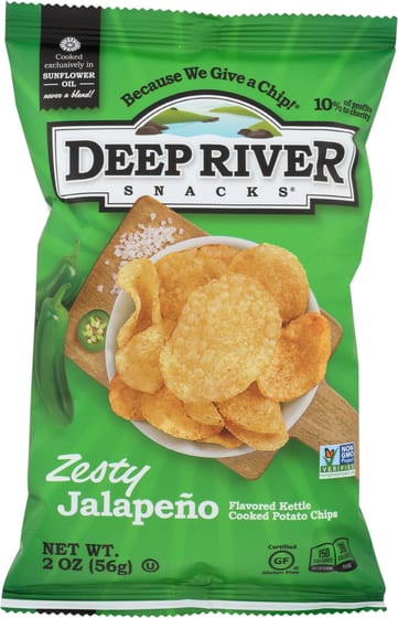 Deep River Kettle Cooked Potato Chips Zesty Jalapeno, 2 Oz