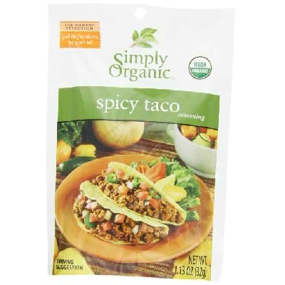 Simply Organic Spicy Taco Seasoning Mix - Case Of 12 - 1.13 Oz.
