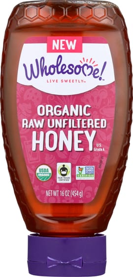 Wholesome Sweeteners Organic Raw Unfiltered Honey, 16 Oz