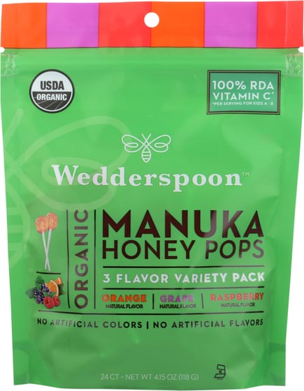 Wedderspoon Organic Manuka Honey Pops For Kids Variety, 4 Oz