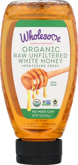 Wholesome Sweeteners Organic Raw Unfiltered White Honey Squeeze, 16 Oz