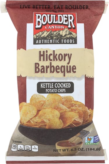 Boulder Canyon Hickory Barbeque Kettle Cooked Potato Chips, 6.5 Oz